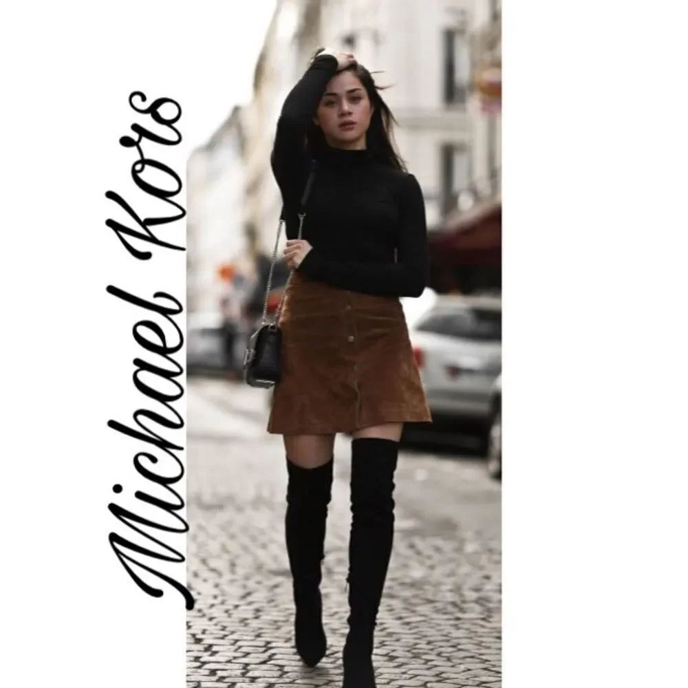 ✨3xHP✨MK Faux Suede Leather Brown Skirt✨